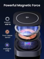 UGREEN MagFlow Qi2 Magnetic Foldable Charging Station, 2-in-1 Fast Wireless Charger Compatible with iPhone 16 15 14 13 12, Airpods3 2 Pro (No AC Adapter), Dark Grey - Image 4