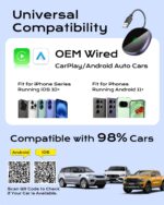 Wireless Carplay Adapter for iPhone & Android Auto 2-in-1 Plug & Play Low Delay Carplay Wireless Adapter Convert Wired to Wireless Apple Carplay Dongle for iOS 10+/Android 11+ (Purple) - Image 4
