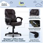 Serta Manager Office, Ergonomic Computer Chair with Layered Body Pillows Contoured Lumbar Zone, Faux Leather, Roasted Chestnut Brown - Image 5
