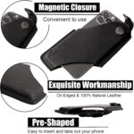 Topstache Leather Phone Holster with Magnetic Closure, Belt Clip Loop Case for iPhone & Samsung, Black, Medium - Image 4