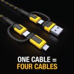 DEWALT Heavy Duty 4-in-1 Cable, Type C/Micro USB/USB Cable for iPhone 16, iPhone 15, iPad Charger USB C, Huawei, HTC, LG, Samsung Galaxy, Android Smartphones, iPad Pro, Micro C Charging (6ft, Black) - Image 4