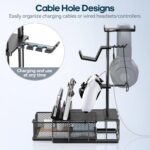 KDD Headphone Stand with Drawer - Headset & Controller Holder for Desk - Aluminum Supporting Bar Earphone Stand with Cable Organizer - Universal Gaming PC Accessories Storage - Image 4