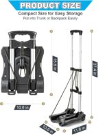 Small Folding Hand Truck Dolly with 2 Wheels, Lightweight Aluminum Foldable Luggage Cart, Collapsible Cart Portable Dolly for Airport Travel Moving Use - Image 3