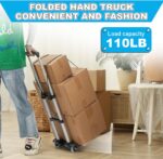 Small Folding Hand Truck Dolly with 2 Wheels, Lightweight Aluminum Foldable Luggage Cart, Collapsible Cart Portable Dolly for Airport Travel Moving Use - Image 7