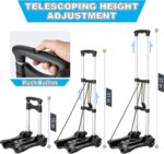 Small Folding Hand Truck Dolly with 2 Wheels, Lightweight Aluminum Foldable Luggage Cart, Collapsible Cart Portable Dolly for Airport Travel Moving Use - Image 8
