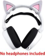 HUYUN Silicone Headsets Cat Kitty Ears Lovely Attachable Accessory Perfect Compatible for SteelSeries Arctis 5, Bose NC700 QC35 Silver Gray White Mercury Headphones - Image 4