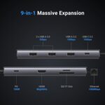 UGREEN Revodok Pro 109 USB C Hub 9 in 1 10Gbps USB C 3.2 & USBA 3.2 4K HDMI, 100W Power Delivery, SD/TF Card Reader Gigabit Ethernet for MacBook Pro/Air, iPhone 16 15 Pro/Max, Thinkpad and More - Image 3