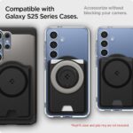 Spigen Magnetic Wallet Card Holder (MagFit) Designed for Galaxy S25 Plus, Ultra, Edge & S24 Series Magnetic Case Only and iPhone 16/15/14/13/12 Models, Holds up to 3 Cards - PU Black (MagFit+) - Image 6