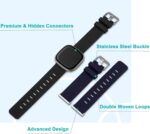 Maledan Compatible with Fitbit Versa 3 and Sense Bands, Sports Breathable Band Woven Fabric Replacement Watch Strap for Versa 3 & Sense Smartwatch Accessories, Small Black Blue - Image 3
