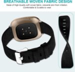 Maledan Compatible with Fitbit Versa 3 and Sense Bands, Sports Breathable Band Woven Fabric Replacement Watch Strap for Versa 3 & Sense Smartwatch Accessories, Small Black Blue - Image 4