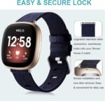 Maledan Compatible with Fitbit Versa 3 and Sense Bands, Sports Breathable Band Woven Fabric Replacement Watch Strap for Versa 3 & Sense Smartwatch Accessories, Small Black Blue - Image 5