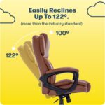Serta Garret Executive Office Chair, Ergonomic Mid-Back with Lumbar Support, Semi-Plush Cushion and Body Pillows, Padded Armrests, Swivel Base, Bonded Leather, Cognac - Image 8