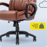Serta Garret Executive Office Chair, Ergonomic Mid-Back with Lumbar Support, Semi-Plush Cushion and Body Pillows, Padded Armrests, Swivel Base, Bonded Leather, Cognac - Image 11