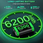 DINOSTRIKE 4x 6200mWh Battery Pack Compatible with Xbox One/Series S/X Skins Controller Charging Station【Extended USB C Cable】 Rechargeable Battery Pack Gaming Console Accessory - Image 3