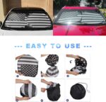 Car Windshield Sun Shade, 64"×34" American Flag Front Window Sunshade Cover Protect from 99% Sun Rays and Heat, Foldable Automotive Windshield Cover Keep Your Vehicle Cool (Black) - Image 7