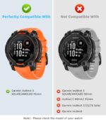 22mm Rubber Sport Replacement Strap Compatible with Garmin Instinct 3 Solar 45mm/Instinct 3 Amoled 45mm, Waterproof Watch Band Breathable Lightweight Strap Wristband - Image 3