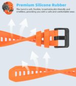 22mm Rubber Sport Replacement Strap Compatible with Garmin Instinct 3 Solar 45mm/Instinct 3 Amoled 45mm, Waterproof Watch Band Breathable Lightweight Strap Wristband - Image 4