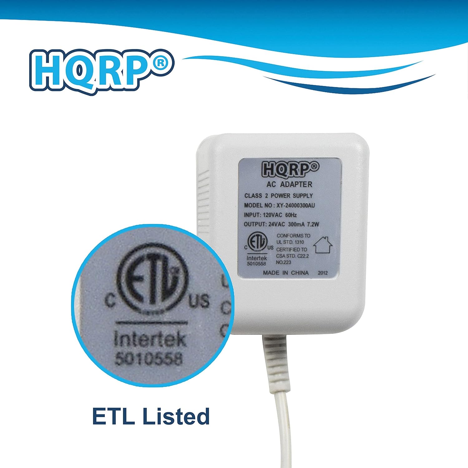 HQRP C Wire Adapter 24V AC Transformer Compatible with Ecobee Nest Honeywell Emerson Ecobee4 Smart WiFi Thermostat, 25ft Cable, White, ETL Listed - Image 4
