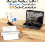 HPRT Portable Printer Wireless for Travel, Bluethooth Inkless Thermal Printer Support for 8.5"x11" US Letter, Compatible with iOS, Android, Laptop for Office and Home, White-Grey - Image 4