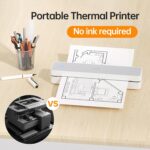 HPRT Portable Printer Wireless for Travel, Bluethooth Inkless Thermal Printer Support for 8.5"x11" US Letter, Compatible with iOS, Android, Laptop for Office and Home, White-Grey - Image 5