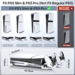 Tokluck PS5 Slim/Pro Horizontal Cooling Stand for Disc & Digital, Dual Controller Charger with 3-Level Cooling Fan, PS5 Stand for Pro & Slim Console (NOT Fit 2020 Regular Version) - Image 3