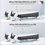 Tokluck PS5 Slim/Pro Horizontal Cooling Stand for Disc & Digital, Dual Controller Charger with 3-Level Cooling Fan, PS5 Stand for Pro & Slim Console (NOT Fit 2020 Regular Version) - Image 7