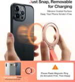 TORRAS 2024 Upgrade Magnetic Phone Grip Holder Kickstand, Fit for PopSockets MagSafe Ring Removable, for iPhone 16,15,14, 13, 12 11 Pro/Max/Plus/Mini,Samsung Galaxy, Google (Rose Gold), Ostand Ring - Image 6