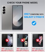 for Samsung Galaxy Z Fold 6 Case with Card Holder & S Pen Holder & Slide Camera Cover, Built-in Hinge Protection & Screen Protector, Durable Wallet Phone Cover Case for Z Fold 6 5G 2024, Black - Image 3