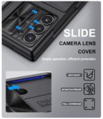 for Samsung Galaxy Z Fold 6 Case with Card Holder & S Pen Holder & Slide Camera Cover, Built-in Hinge Protection & Screen Protector, Durable Wallet Phone Cover Case for Z Fold 6 5G 2024, Black - Image 5