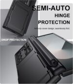 for Samsung Galaxy Z Fold 6 Case with Card Holder & S Pen Holder & Slide Camera Cover, Built-in Hinge Protection & Screen Protector, Durable Wallet Phone Cover Case for Z Fold 6 5G 2024, Black - Image 6