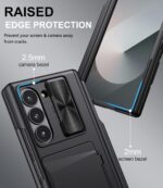 for Samsung Galaxy Z Fold 6 Case with Card Holder & S Pen Holder & Slide Camera Cover, Built-in Hinge Protection & Screen Protector, Durable Wallet Phone Cover Case for Z Fold 6 5G 2024, Black - Image 9