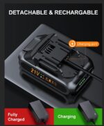 Portable Air Compressor - 160 PSI, 21V Battery, LCD Display, LED Flashlight, Triple Cooling System, 4+N Inflation Modes, Orange, Car, SUV, Motorcycle, Bike, Ball Tire Inflator - Image 6