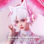 YOWU Cat Ear Headphones CE, Wired/Wireless Pink Gaming Headsets with Seamless Live Sound Experience for PC/PE/Switch/PS4/PS5, Built-in Mic & Customizable RGB Light Effect for Anime Lovers - Image 3