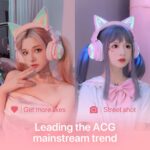 YOWU Cat Ear Headphones CE, Wired/Wireless Pink Gaming Headsets with Seamless Live Sound Experience for PC/PE/Switch/PS4/PS5, Built-in Mic & Customizable RGB Light Effect for Anime Lovers - Image 4
