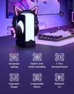 YOWU Cat Ear Headphones CE, Wired/Wireless Pink Gaming Headsets with Seamless Live Sound Experience for PC/PE/Switch/PS4/PS5, Built-in Mic & Customizable RGB Light Effect for Anime Lovers - Image 10
