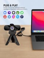 USB HD Webcam with Built-in Microphone and Rotatable Tripod, 1080P Video, Wide Angle Camera, Privacy Cover, for Desktop PC or Laptop Computer（Black） - Image 4