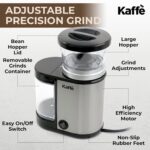 Kaffe Electric Burr Coffee Grinder (5.5oz) w/Adjustable Precise Coarseness Settings - Flat Burr - [Improved Motor] - Precision Coffee Bean Grinder for Home Use - Stainless Steel - Image 5