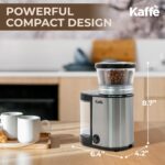 Kaffe Electric Burr Coffee Grinder (5.5oz) w/Adjustable Precise Coarseness Settings - Flat Burr - [Improved Motor] - Precision Coffee Bean Grinder for Home Use - Stainless Steel - Image 7