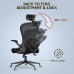 Frylr Heavy Duty Office Chair - Ergonomic Plus Size Desk Chair for Home Office Use, Supportive Mesh Design for Big and Tall People, 400lbs Capacity, Black - Image 6