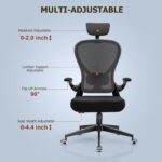 Frylr Heavy Duty Office Chair - Ergonomic Plus Size Desk Chair for Home Office Use, Supportive Mesh Design for Big and Tall People, 400lbs Capacity, Black - Image 8
