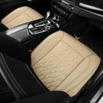 Pariiaodin 2-Pcs Premium Leather Car Seat Covers for Bottom Front Seats, Waterproof Padded Seat Covers for Cars, Universal Fit Seat Cushion Protector for Most Cars, Sedan, Truck, SUV(Beige - Image 3