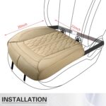 Pariiaodin 2-Pcs Premium Leather Car Seat Covers for Bottom Front Seats, Waterproof Padded Seat Covers for Cars, Universal Fit Seat Cushion Protector for Most Cars, Sedan, Truck, SUV(Beige - Image 6