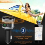Bluetooth 5.3 FM Transmitter for Car, 3.0 Wireless Bluetooth FM Radio Adapter Music Player FM Transmitter/Car Kit with Hands-Free Calling and 2 USB Ports Charger Support USB Drive - Image 7