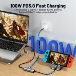 Guermok USB C Video Capture Card, 1080P@60FPS PD100W Fast Charge Type C to USB-A/C USB3.0 Capture Device for Quest 3, for iPad Phone MacOS Switch Steam PC for Gaming & Streaming - Image 3