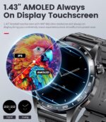 Smart Watch for Men (3 Straps),Answer/Make Calls,1.43'' AMOLED,IP68 Waterproof,110+ Sports Modes Fitness Watch with Sleep Monitor/SpO2/Heart Rate/Pedometer Rugged Outdoor Smart Watch for Android/iOS - Image 3
