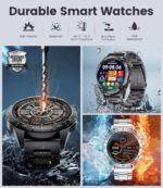 Smart Watch for Men (3 Straps),Answer/Make Calls,1.43'' AMOLED,IP68 Waterproof,110+ Sports Modes Fitness Watch with Sleep Monitor/SpO2/Heart Rate/Pedometer Rugged Outdoor Smart Watch for Android/iOS - Image 5