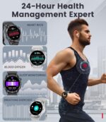 Smart Watch for Men (3 Straps),Answer/Make Calls,1.43'' AMOLED,IP68 Waterproof,110+ Sports Modes Fitness Watch with Sleep Monitor/SpO2/Heart Rate/Pedometer Rugged Outdoor Smart Watch for Android/iOS - Image 6