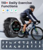 Smart Watch for Men (3 Straps),Answer/Make Calls,1.43'' AMOLED,IP68 Waterproof,110+ Sports Modes Fitness Watch with Sleep Monitor/SpO2/Heart Rate/Pedometer Rugged Outdoor Smart Watch for Android/iOS - Image 8