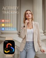 Smart Watch for Women, Android and iOS Phones Compatible, Fitness Running Tracker, Step Counter Smartwatch, Sleep/Heart Rate Health Monitor, Answer/Make Calls, IP68 Waterproof, Gold - Image 4