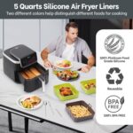 5 QT Air Fryer Silicone Liners for Ninja* AF141/AF142/AF181/AF182 & COSORI* CAF-L501, 2 Pack - NEWITEE BPA Free Platinum Silicone Basket, Square Reusable Air Fryer Liners with Handle - Image 3